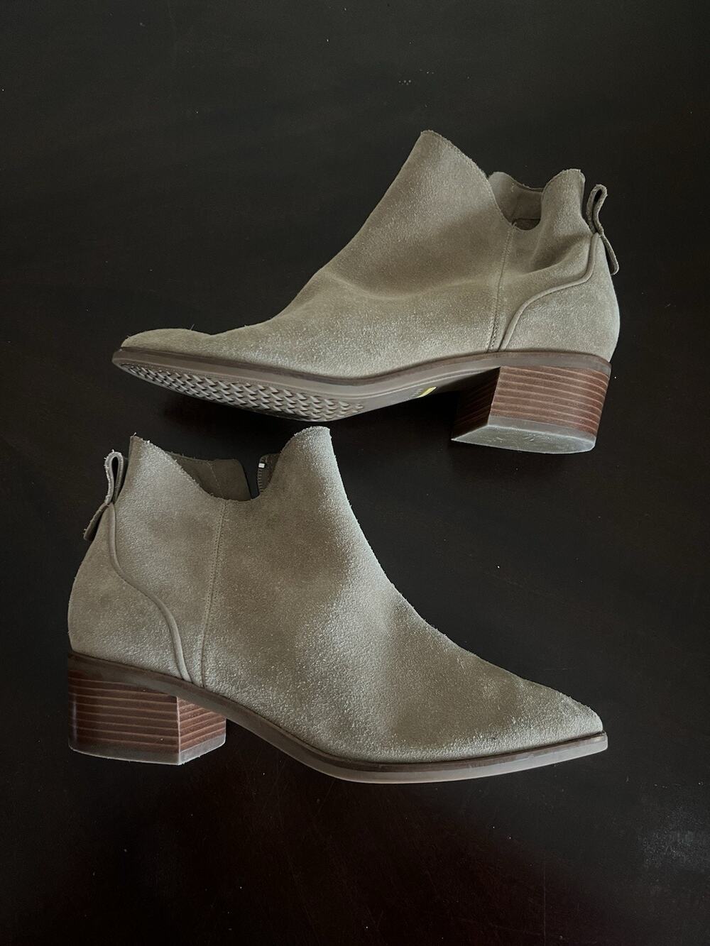 Cole Haan Grand 360 Vayda Ankle Boots Brown Suede Block Heels Shoes Size 7.5